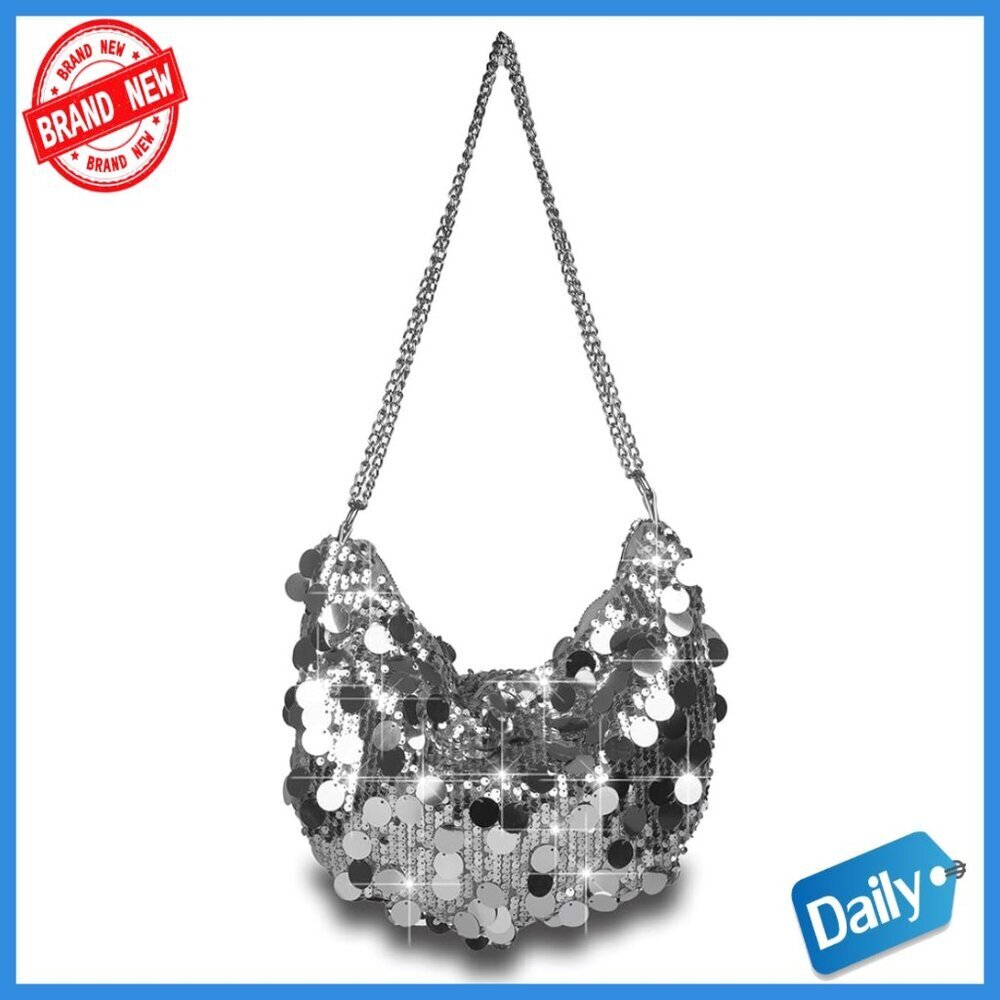 Sequined Evening Bucket Bag Crossbody Purse Small Party Prom Handbag